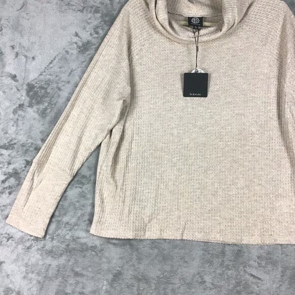 Bobeau Women's Medium Cowl Neck Waffle Knit Pullover Top Brown Heather NWOT - Picture 7 of 13